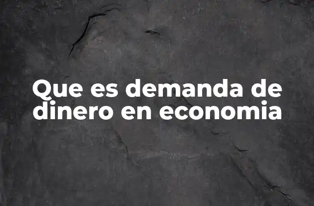 Que es Demanda de Dinero en Economia
