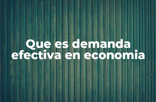 Que es Demanda Efectiva en Economia