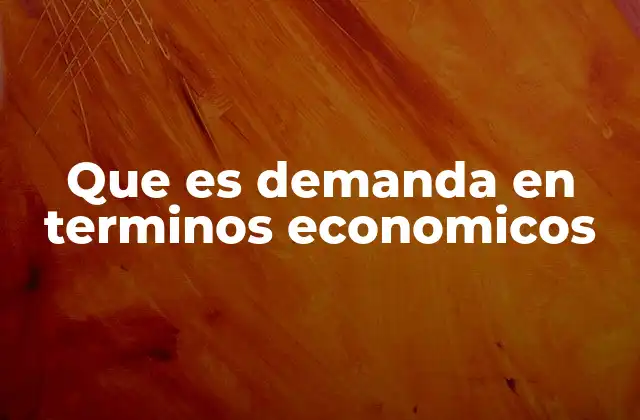 Que es Demanda en Terminos Economicos