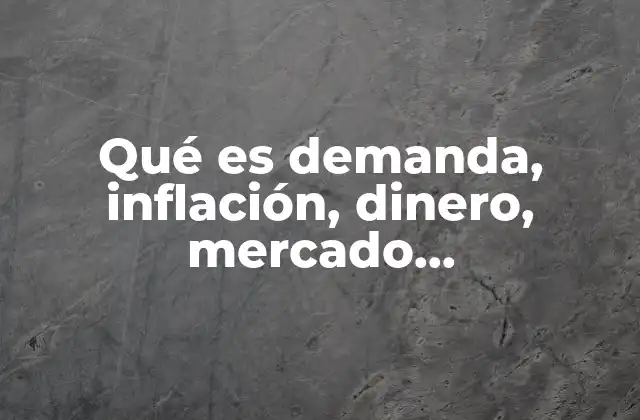 Qué es Demanda, Inflación, Dinero, Mercado, Macroeconomía y Microeconomía