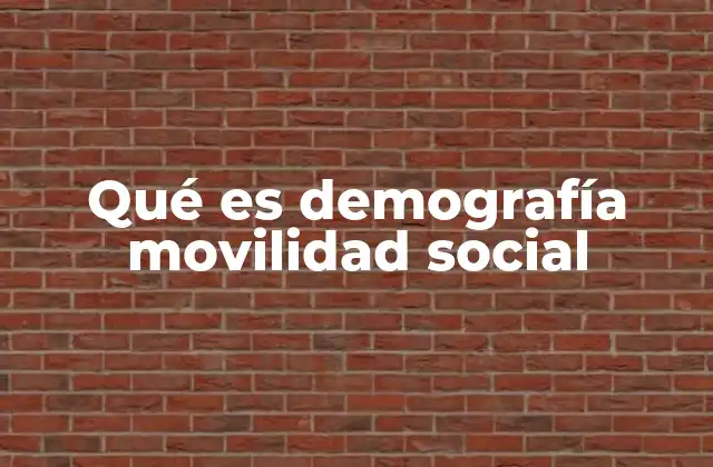 Qué es Demografía Movilidad Social