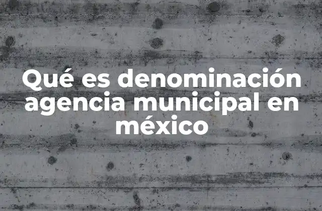 Qué es Denominación Agencia Municipal en México