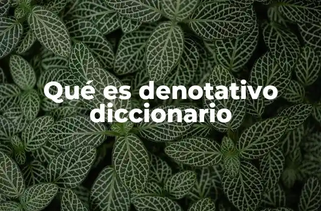 Qué es Denotativo Diccionario