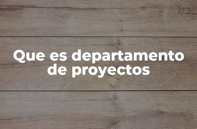 Que es Departamento de Proyectos