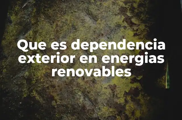 Que es Dependencia Exterior en Energias Renovables