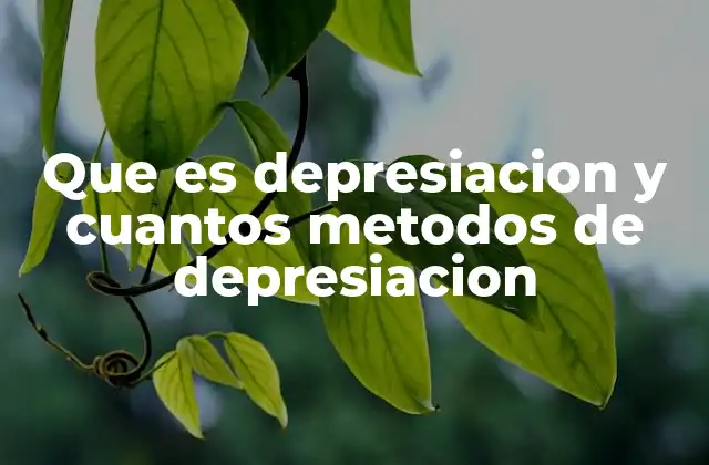 Que es Depresiacion y Cuantos Metodos de Depresiacion