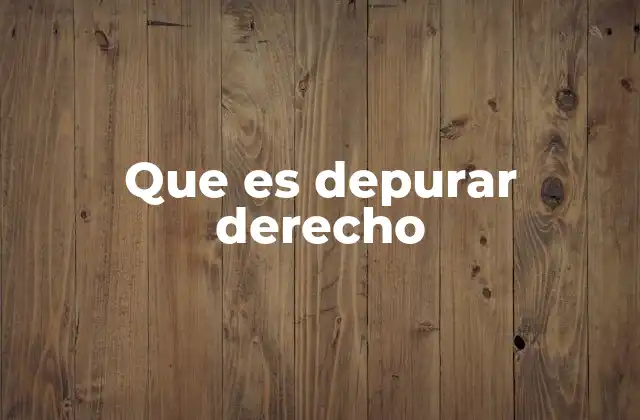 Que es Depurar Derecho