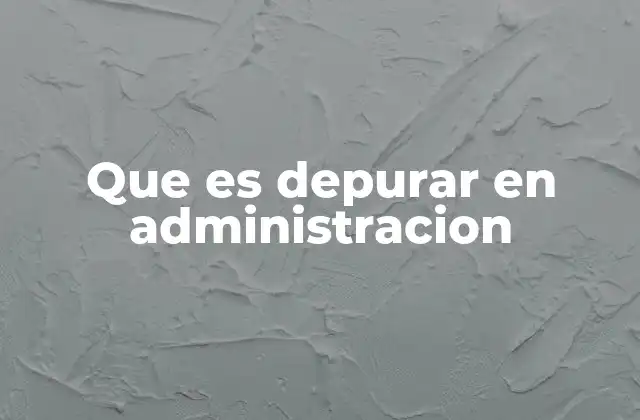Que es Depurar en Administracion