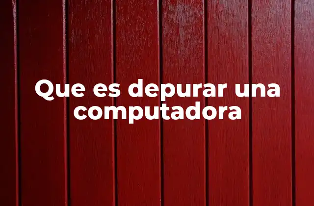 Que es Depurar una Computadora