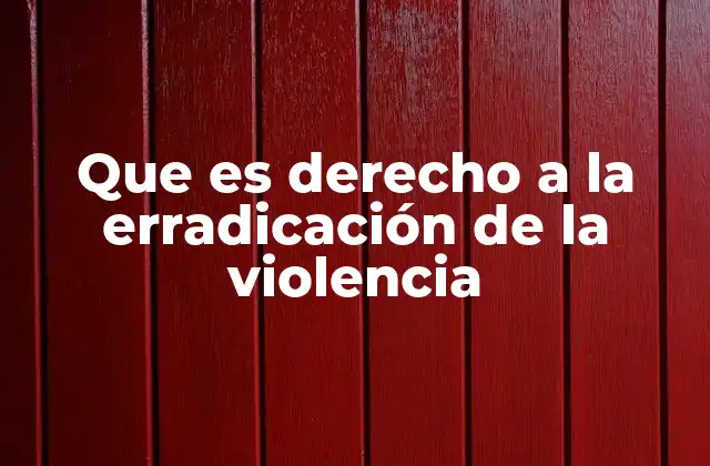 Que es Derecho a la Erradicación de la Violencia