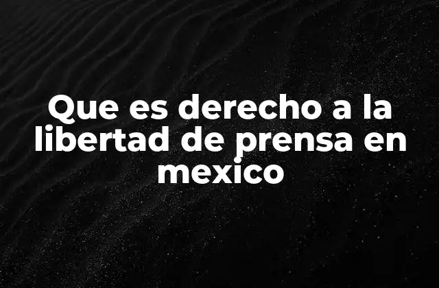 Que es Derecho a la Libertad de Prensa en Mexico