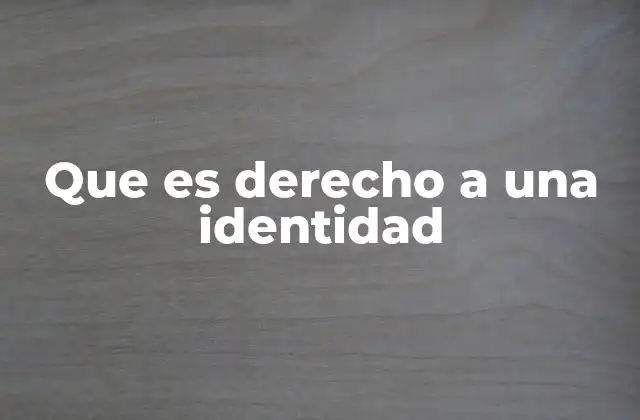 Que es Derecho a una Identidad