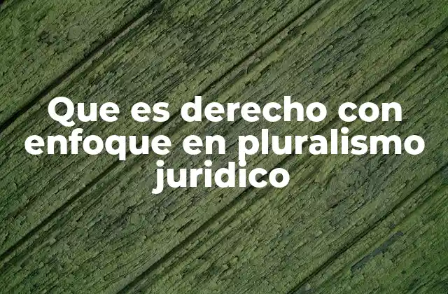Que es Derecho con Enfoque en Pluralismo Juridico
