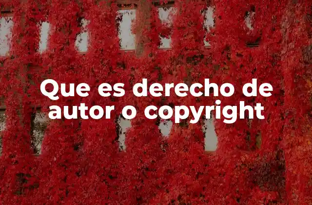 Que es Derecho de Autor o Copyright