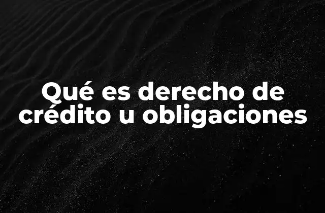 Qué es Derecho de Crédito u Obligaciones