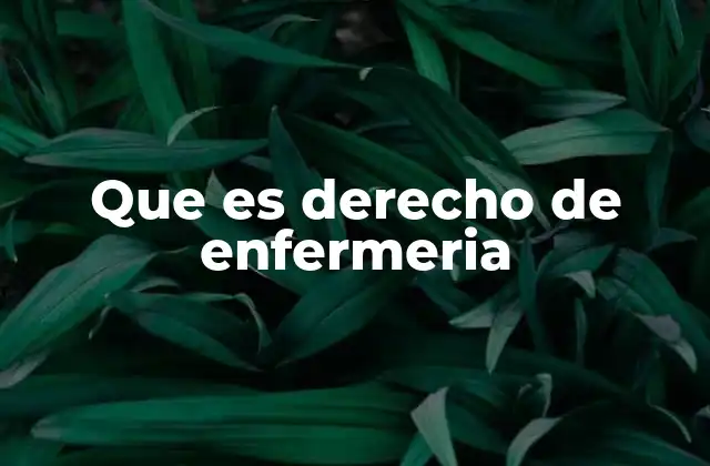 Que es Derecho de Enfermeria
