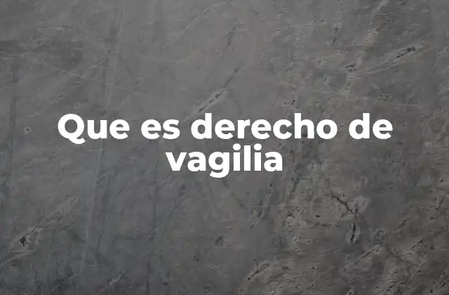 Que es Derecho de Vagilia