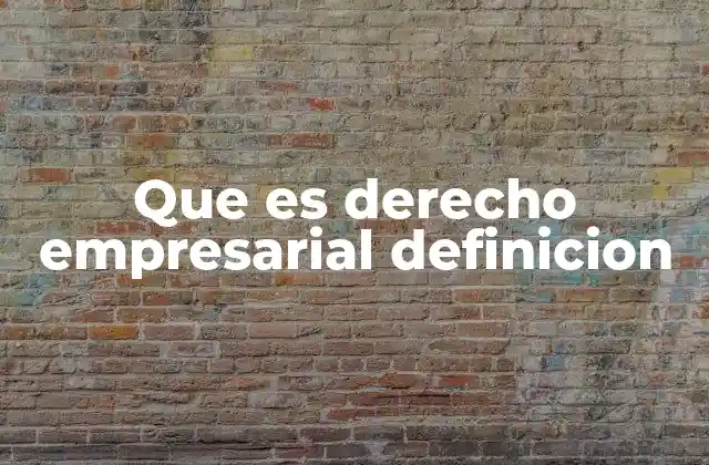 Que es Derecho Empresarial Definicion