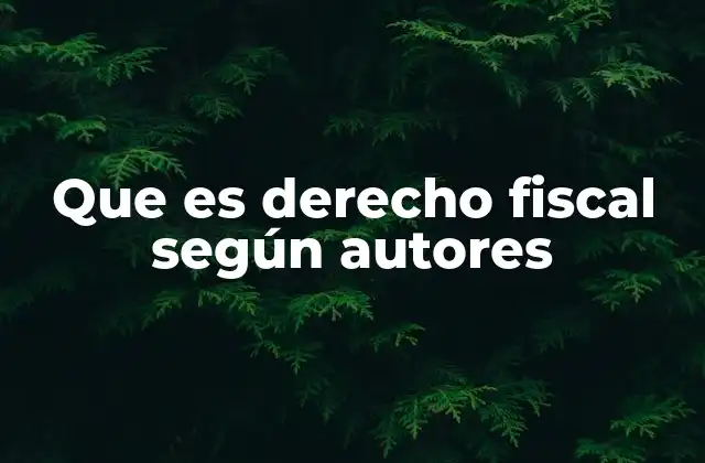 Que es Derecho Fiscal según Autores