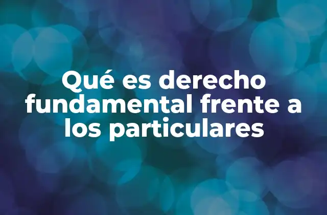 Qué es Derecho Fundamental Frente a los Particulares