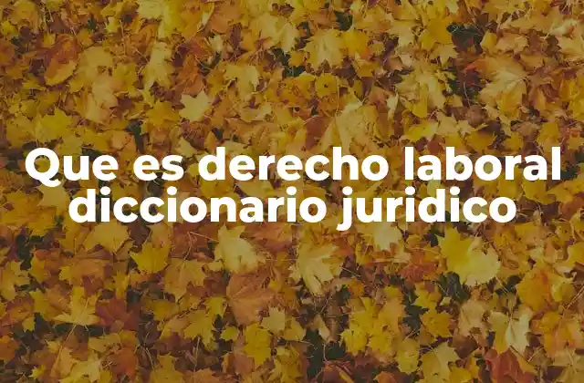 Que es Derecho Laboral Diccionario Juridico