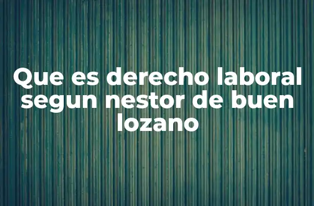 Que es Derecho Laboral Segun Nestor de Buen Lozano