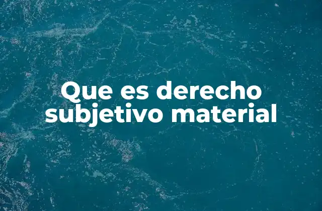 Que es Derecho Subjetivo Material