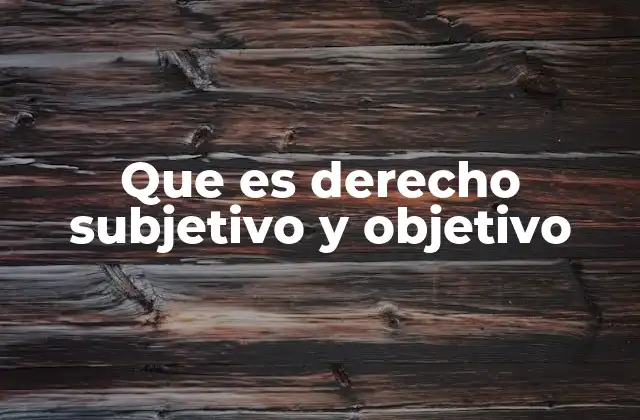 Que es Derecho Subjetivo y Objetivo