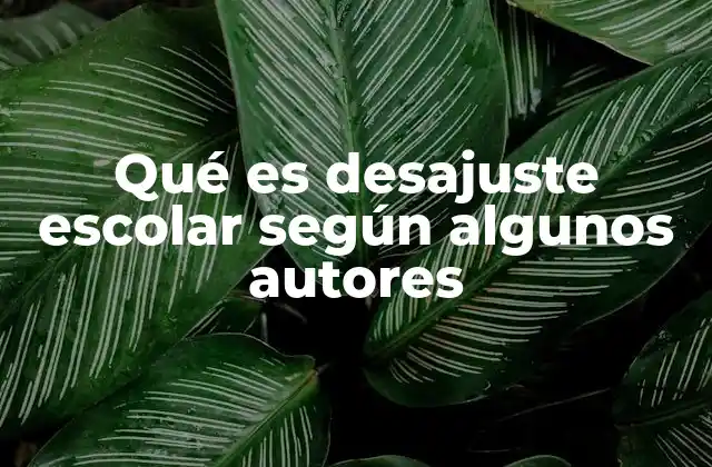 Qué es Desajuste Escolar según Algunos Autores