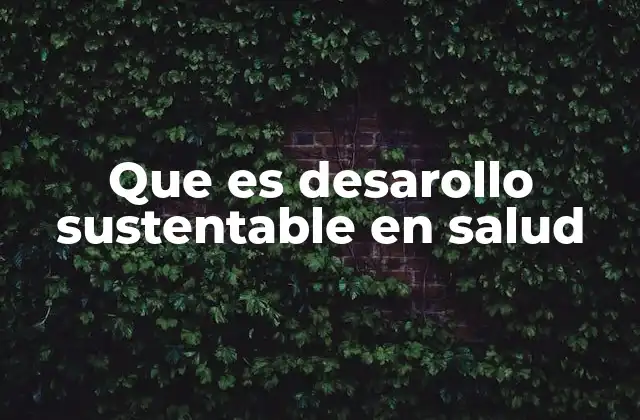 Que es Desarollo Sustentable en Salud