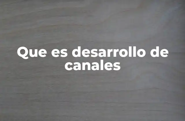 Que es Desarrollo de Canales