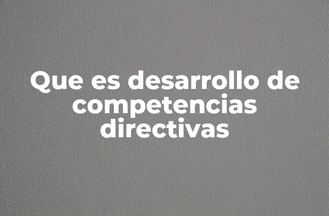 Que es Desarrollo de Competencias Directivas