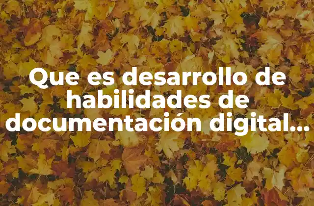 Que es Desarrollo de Habilidades de Documentación Digital e Información