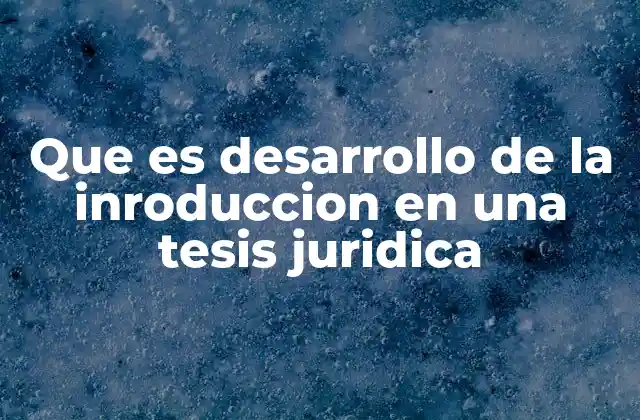 Que es Desarrollo de la Inroduccion en una Tesis Juridica