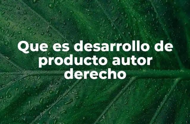 Que es Desarrollo de Producto Autor Derecho