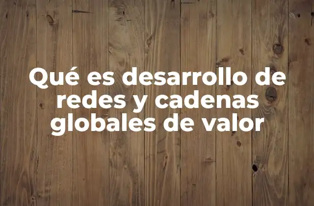 Qué es Desarrollo de Redes y Cadenas Globales de Valor
