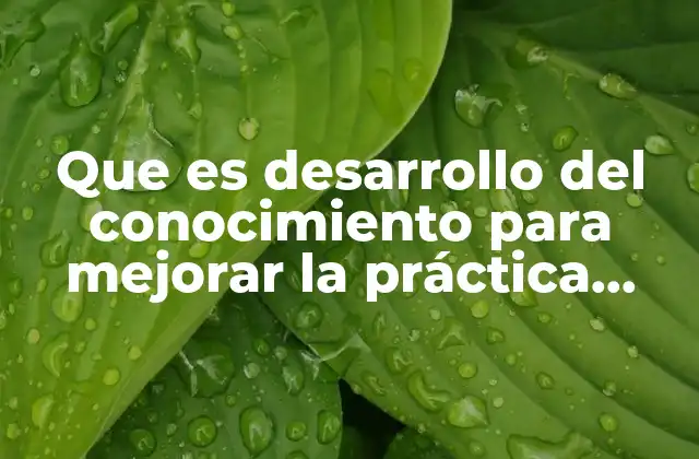 Que es Desarrollo Del Conocimiento para Mejorar la Práctica Educativa