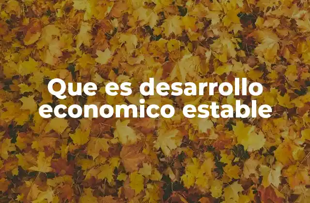 Que es Desarrollo Economico Estable