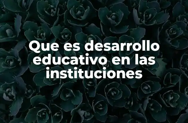 Que es Desarrollo Educativo en las Instituciones