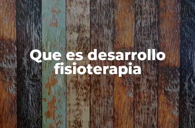 Que es Desarrollo Fisioterapia