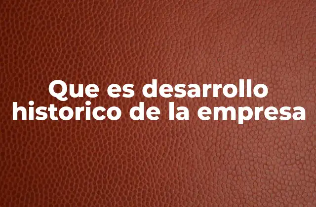 Que es Desarrollo Historico de la Empresa