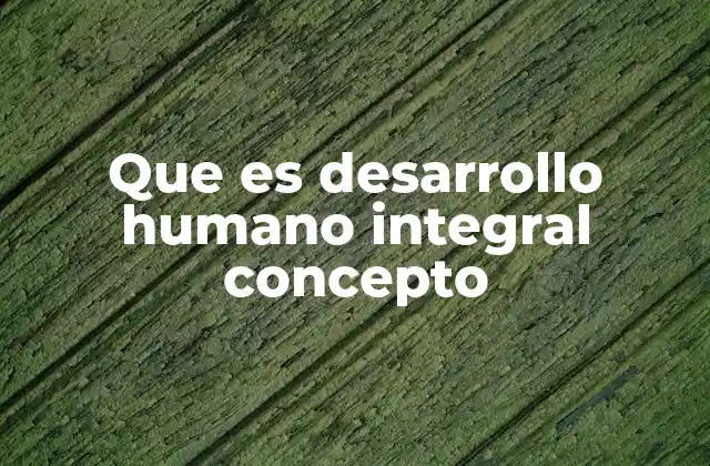 Que es Desarrollo Humano Integral Concepto