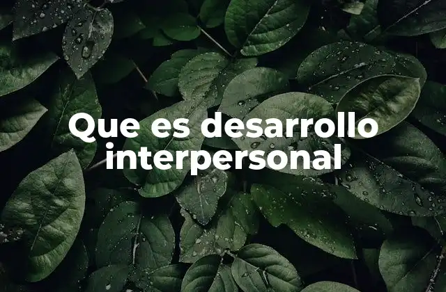 Que es Desarrollo Interpersonal