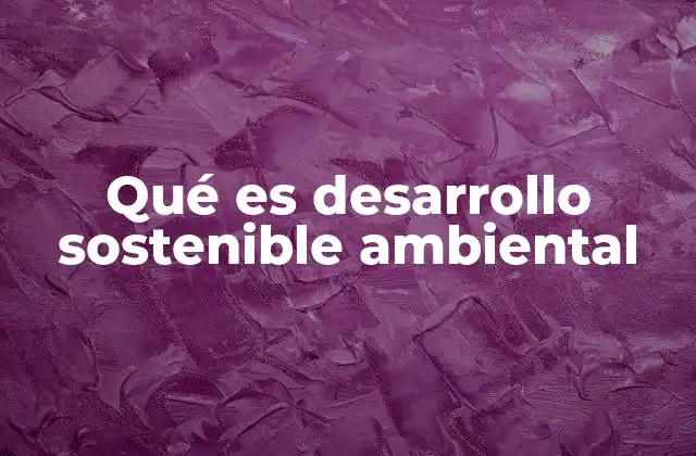 Qué es Desarrollo Sostenible Ambiental