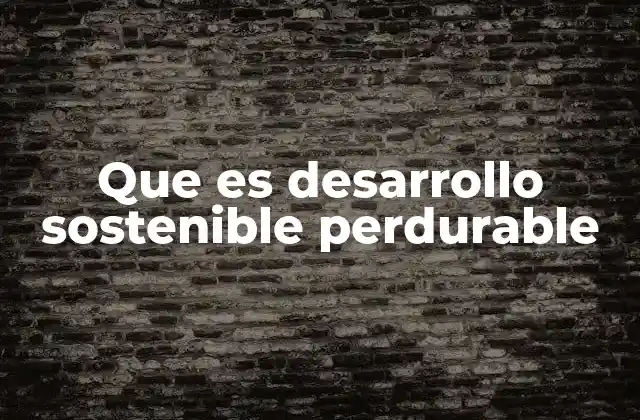 Que es Desarrollo Sostenible Perdurable
