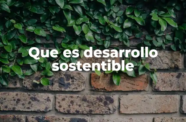 Que es Desarrollo Sostentible