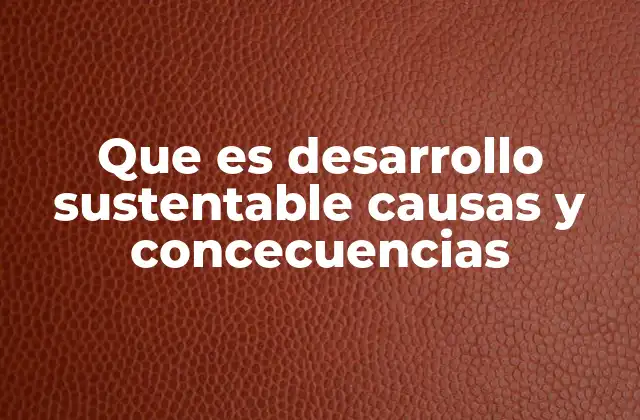 Que es Desarrollo Sustentable Causas y Concecuencias