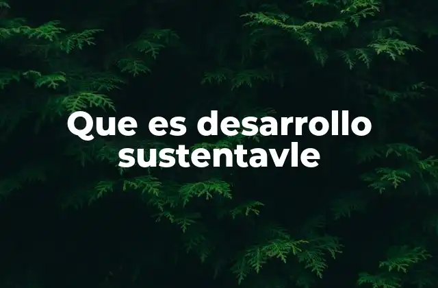 Que es Desarrollo Sustentavle