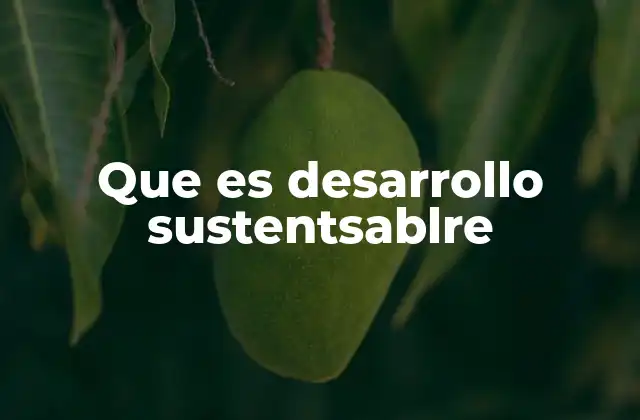 Que es Desarrollo Sustentsablre
