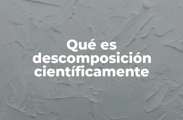 Qué es Descomposición Científicamente